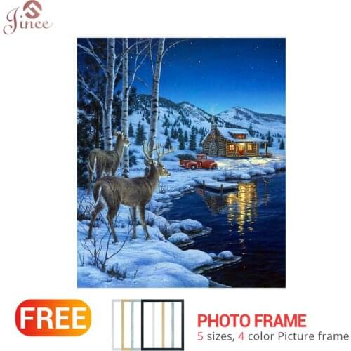 5D DIY Diamond Painting Winter Deer Diamond Embroidery Animal Cross Stitch Rhinestone Digital Wall Sticker Home Decoration