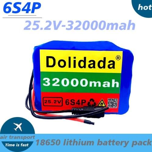6s4p 24V 32Ah 18650 Battery Lithium Battery 25.2v 32000mAh Electric Bicycle Moped /Electric/Li ion Battery Pack