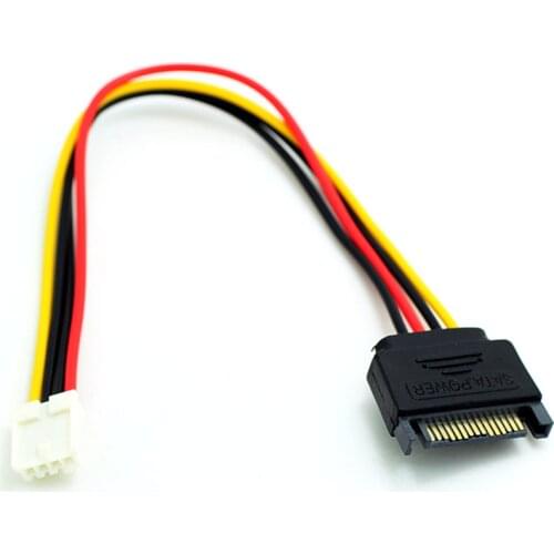 Angitu 4Pin 3.5 Floppy Drive FDD To SATA 15Pin Male Power Adapter Cable 4 Pin Floppy Sata Cable 20cm