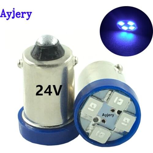 AYJERY 24V DC 10 PCS BA9S T4W T11 1210 4 SMD LED Bulbs White Blue Red Green Amber Map Lights Auto Car Lights 4 LEDs Car Styling