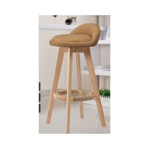 Solid wood bar chair. Creative high chair european-style bar chair. The foot stool0