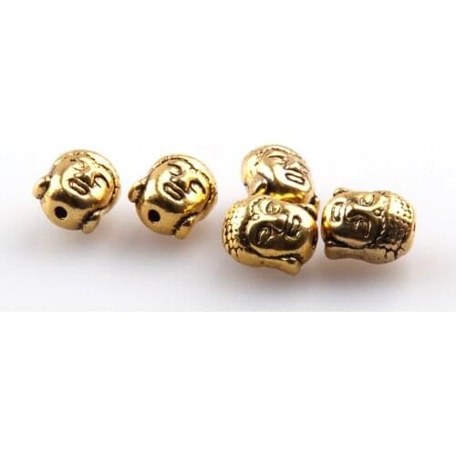 Free shipping alloy antique gold Buddha head beads for DIY buddhistical jewelry tibetan metal spacer bead charm