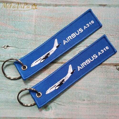 3 PCS/LOT Airbus A310 Keychain Phone Strap Fashion Trinket Blue Embroidery Aviation Key Chains for Men Flight Crew Gift Keyrings
