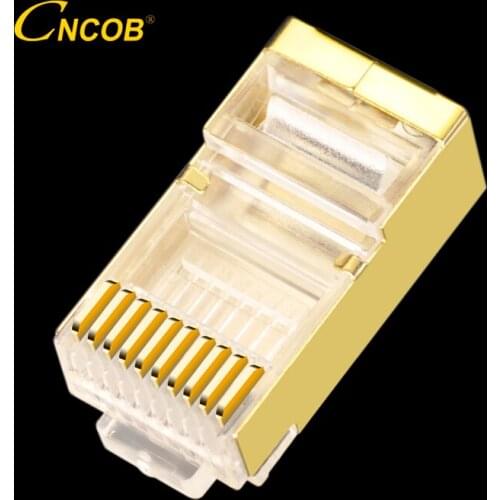 CNCOB 10P10C RJ50 Network Cable Connector Stranded RJ48 Crystal Plug Modular Gold Plated Copper Shell 60pcs