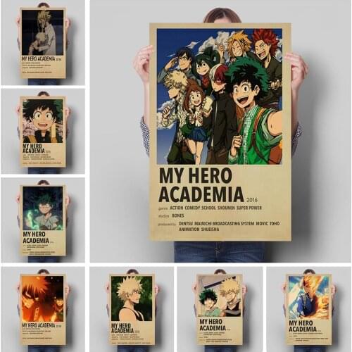My Hero Academy Decoration Mural Japanese Anime Retro Poster Canvas Painting and Kids Room Wall Art Prints for Modern Home Decor