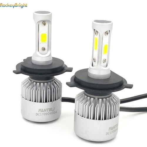 Rockeybright H4 H13 9004 9007 led headlight hi/lo beam bulbs car led fog light 8000lm 72w S2 COB led headlight conversion kit