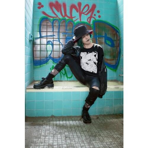 Cute Rat Gothic t shirt women funny aesthetic Witch grunge graphic unisex tumblr casual camisetas tee top tshirts Drop Shipping