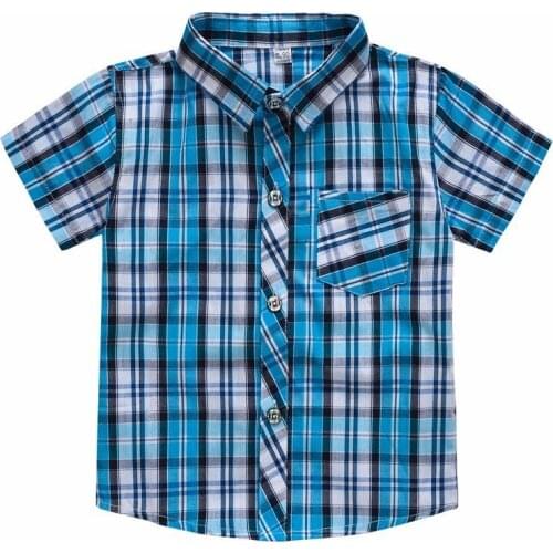 LILIGIRL 4.49$ Short-Sleeved Boys Plaid Shirt Good Quality Baby Kids Tops Clothes 5 Color of Summer Children Shirts Clothing