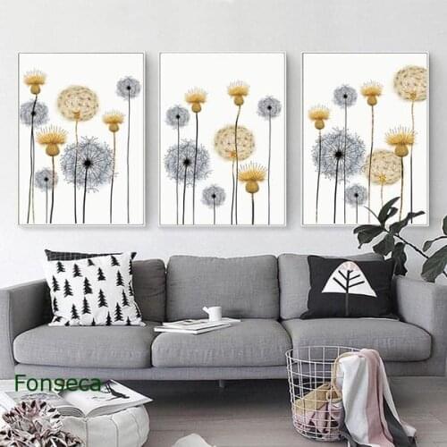 Beautiful Flower Canvas Painting Nordic Style Abstract Dandelion Posters Prints Wall Art Modular Picture For Living Room Decor