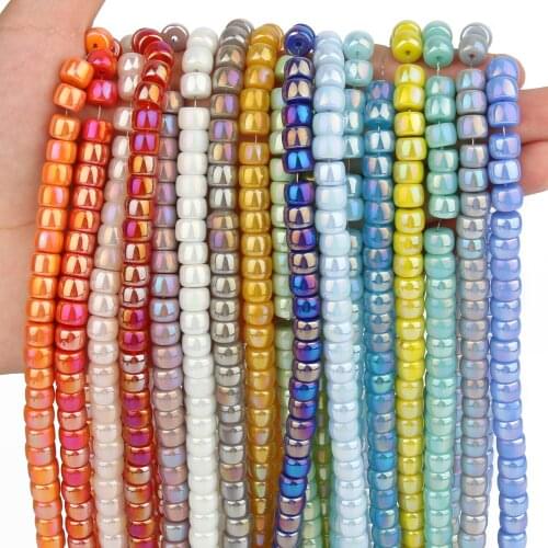 8x6mm AB Colorful Cylindrical Crystal Beads Loose Spacer Glass Rondelle Beads for Jewelry Making DIY Charm Bracelets Necklaces