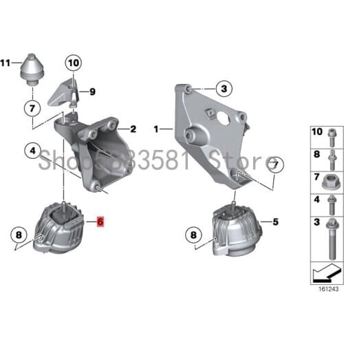 CAR Engine Mount Right side bm wF20 116I F20 118D F30 320D Engine Foot Glue Gearbox Foot Glue Bracket Machine Claw Glue