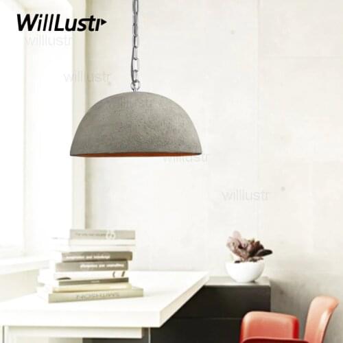 Concrete pendant lamp nordic design half sphere cement light home dinning room restaurant hotel loft bar office suspension light
