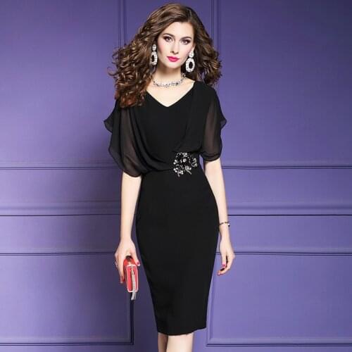 Summer Dress 2020 Vintage Elegant Bodycon Party Dress Women Clothes Ladies Dresses Midi Black Dress Plus Size Vestido FX9CL22732