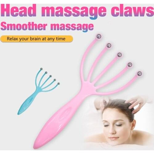 Head Massager Scalp Neck Comb Roller Five Finger Claws Steel Ball Hand Held Relax SPA Hair Care for hair growth Stress Relief