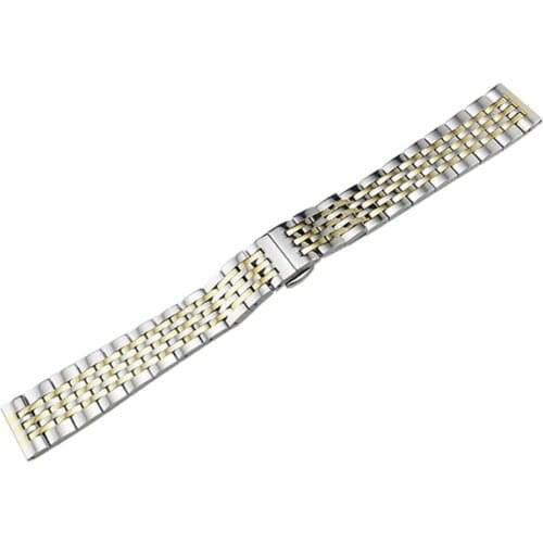 Brushed Stainless Steel Folded Link Watch Strap Band 14-22mm Straight Ends