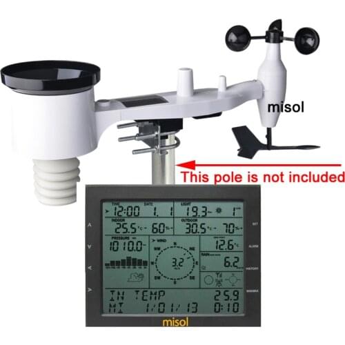 MISOL / professional weather station / wind speed /direction rain meter pressure temperature humidity UV / with solar charge