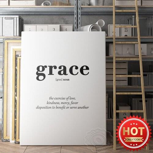 Grace Definition Wall Artposter, Christian Grace Religion Scripture Belief Art Prints, Simple Nordic Style Decor Wall Picture