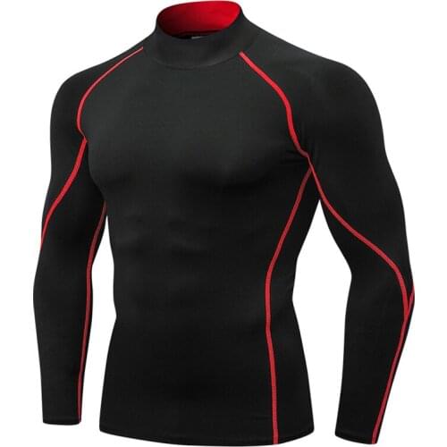 New Mens Long Sleeve Running T Shirt Rashgard Bodybuilding Tight Top Men Quick Dry Gym Fitness Training Workout Male Sportswear