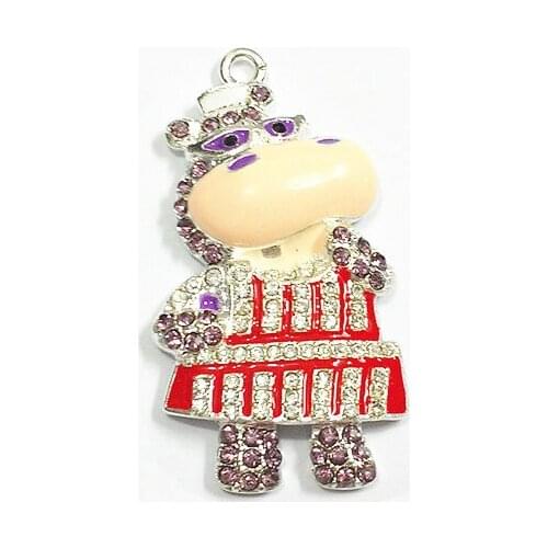 Newest ! 45mm*26mm 10pcs/lot Hippo Rhinestone Pendants For Fashion Necklace Making