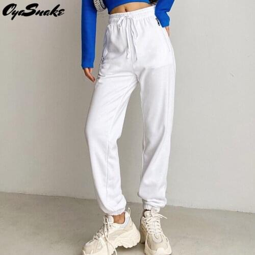 Oyasnake New Hot Women 2021 Sports Harem Sweatpants Ladies Loose Solid Draw String Elastic Waist Zipper Pocket Casual Trousers