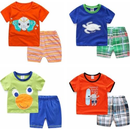 New Arrival Girls Summer Pajamas Children Clothing Sets Colorful Boys Nightwear Outfits T-Shirts Shorts Princess Baby Suit