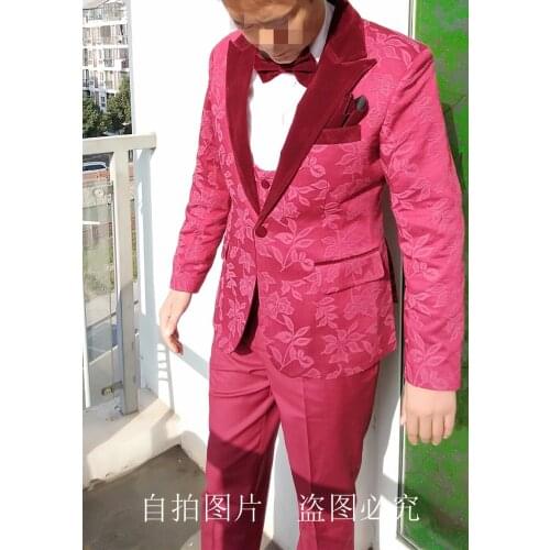New Arrival One Button Groomsmen Peak Lapel Groom Tuxedos Men Suits Wedding/Prom Best Man Blazer ( Jacket+Pants+Vest+Tie) 0001