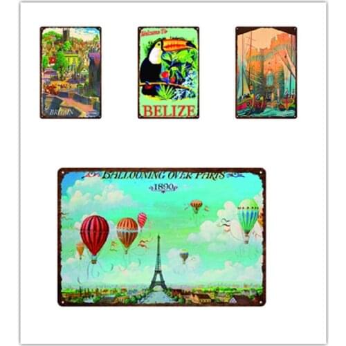 Dazzling Travel City Scenery Metal Sign Home Decoration Vintage Iron Painting Bar Pub Wall Art Retro Tin Poster 20x30cm