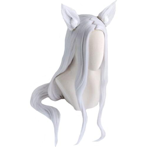 Anime Sewayaki Kitsune No Senko-san Shiro Cosplay Costume Wig with Ears + Wig Cap