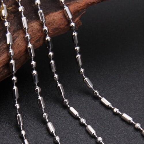 Ball Chain Necklace Beads Chain Stainless Steel Beads Necklace 1.5/2/2.4/3mm Silver Color Fashion Jewelry DIY Necklace