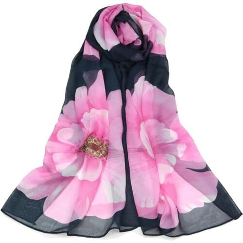 Chiffon Peony Flower Womens Scarf Fashion Tweezers Flower Scarf Sunscreen Warm Shawl Thin Scarf Manufacturers Direct Sales