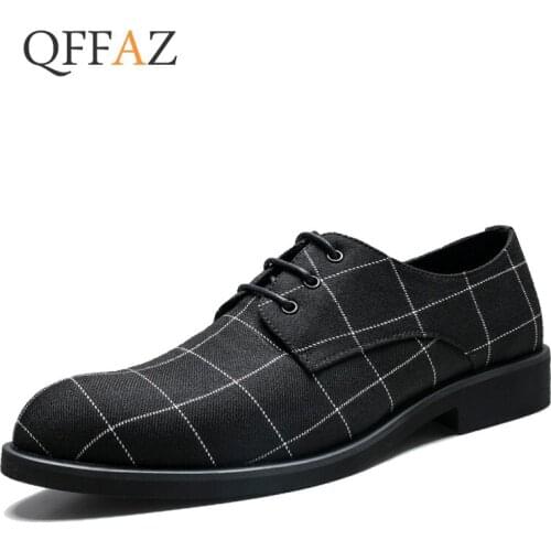 QFFAZ Men Shoes High Quality Pointed Toe Dress Shoes Breathable Black Lace Up Business Men Shoes Casual Zapatos Hombre