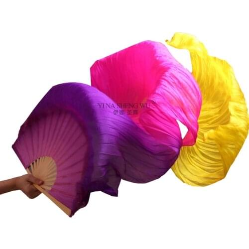 Belly Dance 1 Piece Fan For Right Colorful Imitation Silk Handmade Hand Dyed Bellydance Performance Long Silk Fan Adult Children