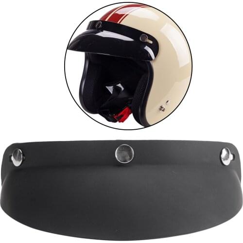 Vintage Open Face Helmet Visor Peak 3-Snap UV rays protection Black, 250mm x 80mm