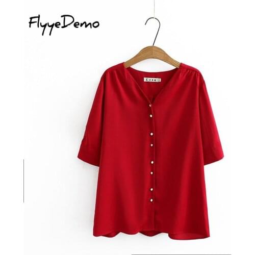 Long Sleeve Women Blouses 2021 Plus Size Sexy V Neck Blouse Shirt Casual Tops Elegant Pearl Buttons Work Wear Chiffon Shirts 4XL