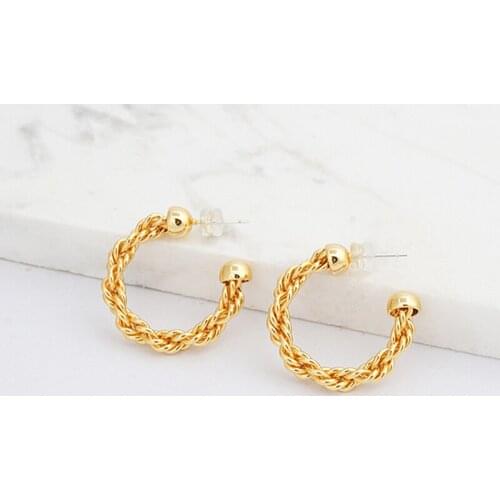 Metal Linen Flower Color C- Shaped Ear Stud Earrings Female Non-Mainstream Design Normcore Style Simple Earrings