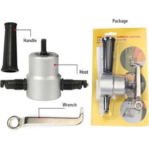 2018 nibble metal cutter double head sheet nibbler metal cutter drill tool attachment metal plate open hole drill free shipping
