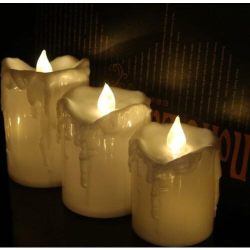 3 Pcs Flameless Electric LED Tealight Votive Candle Pillar Candle for Wedding Decoration Birthday Christmas Party Home Decor