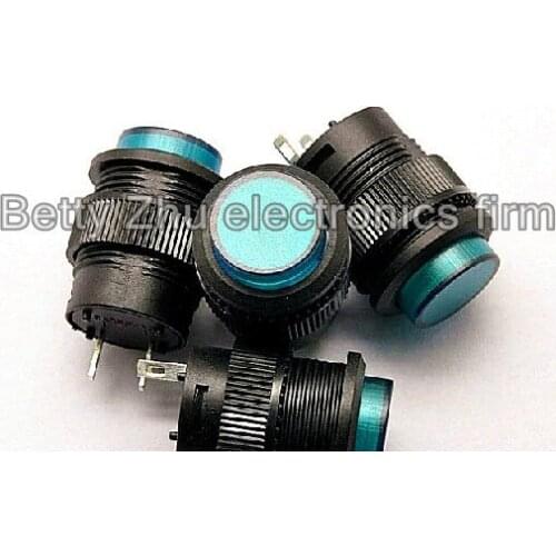 50PCS/LOT No lock switch / self-reset button switch / R16-503B Round 16MM 3A/250V green