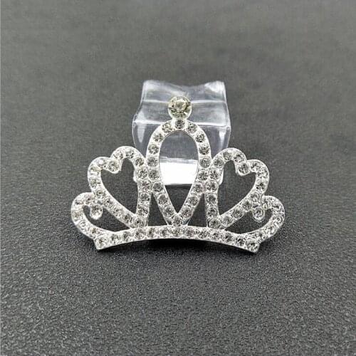 50pcs Heart Crown Glitter Crystal Rhinestone Appliques For Headband Metal strass Flatback Buckle Wedding Hairpin Hair Clip Decor