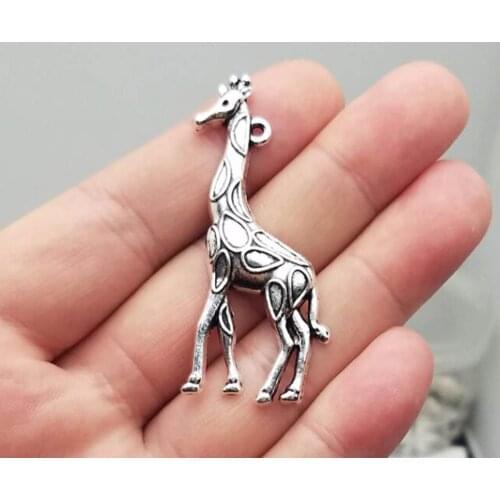 8pcs/lot--53x23mm, Antique silver plated Giraffe charms DIY supplies,Jewelry accessories