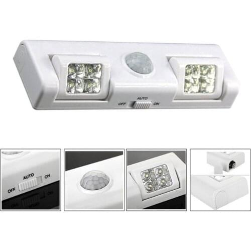 90 Degree 8LED Under Cabinet Light PIR Motion Sensor Light Wardrobe Cupboard Closet Kitchen Lamp Night Light