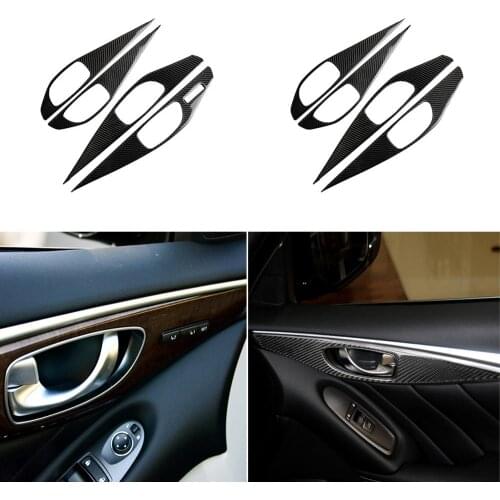 For Infiniti Q50 Q60 accessories carbon fiber car interior door handle panel decorative stickers scratch protection panel