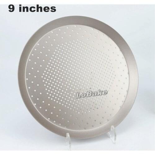 9 inches height 2cm punching style nonstick carbon steel round champagne light golden pizza pan pie mold biscuit tray baking