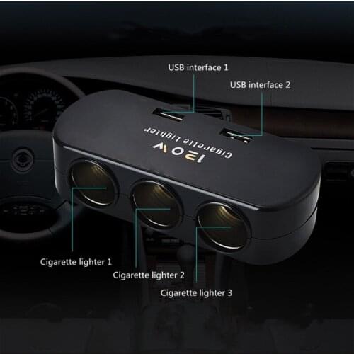 Car Bluetooth Car One Minute Three Cigarette Lighter 2USB Car Charger Car Charger One Drag Three 2USB Car Charger Adapter