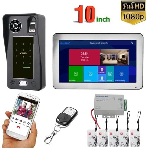 10 Inch Wifi Wireless Video Door Phone Doorbell Intercom System Camera support App Intercom Fingerprint IC Password Remote Unlck
