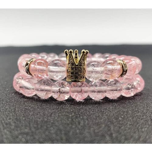 Momiji 2pcs/set Crown Accessory Round Bead Bracelets for Women Handmade Fashion Jewelry Multi Color Charm Bracelets Gift