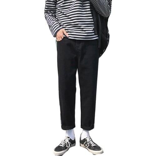 Mens Japanese and Korean wide-leg jeans Korean style jeans Japanese streetwear 2020