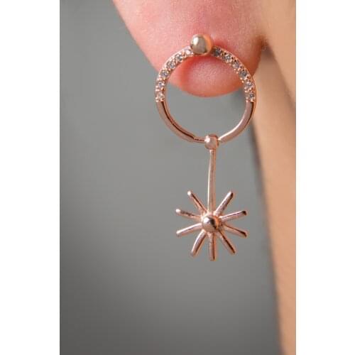 Women Daisy Cubic Zirconia Earrings Rose Plated 925 Sterling Silver Earrings Elegant Design Pleasing Appearance Quality Product Convenient 2021 Trend Fashion new