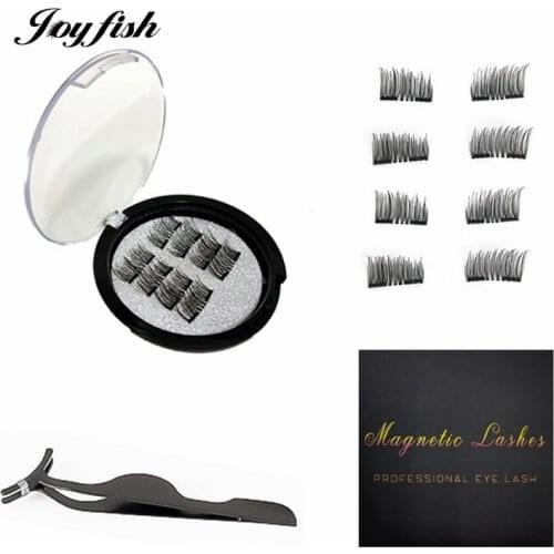 Double Magnetic Eyelash Set with Tweezers Eight Pieces and Four Half Eyes Magnet Faux Mink Eye Lash Suppliers Wholesale