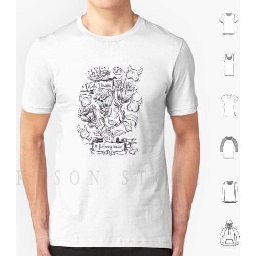 Flowers & Fluttering Balls T Shirt Diy Big Size Cotton Comic Ink Sketch Doodle Flowers Nsfw